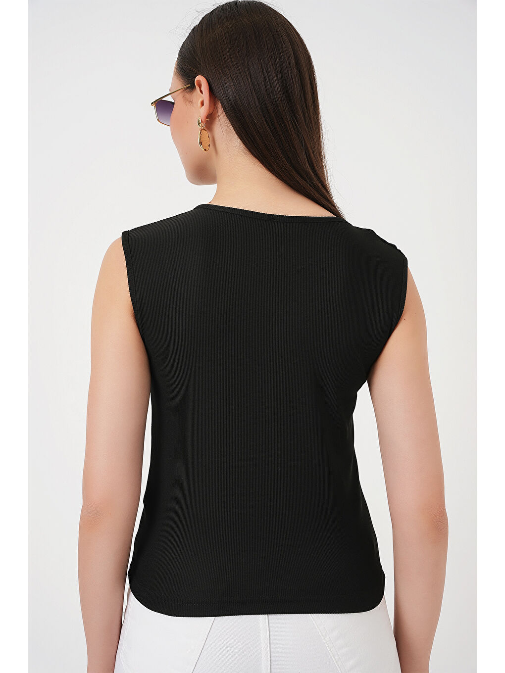 Kadın Kolsuz Basic Bluz 935 - Siyah-4