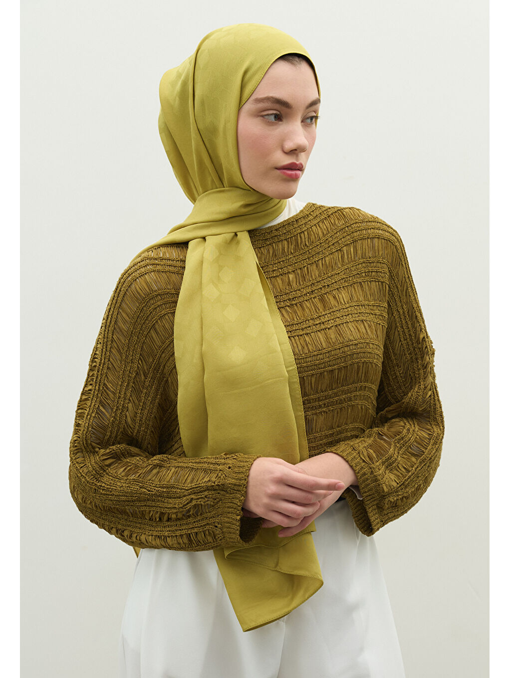 Sarı OSLO PAMUK FLOŞ JAKARLI ŞAL TATLI SARI