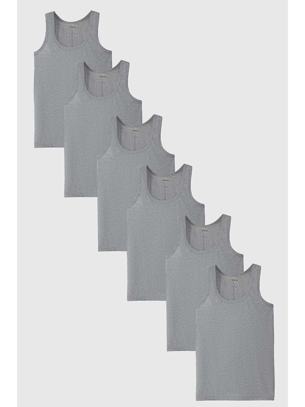 Gri Standart Fit Nefes Alabilen Teri Emen %100 Pamuklu 6'Lı Atlet