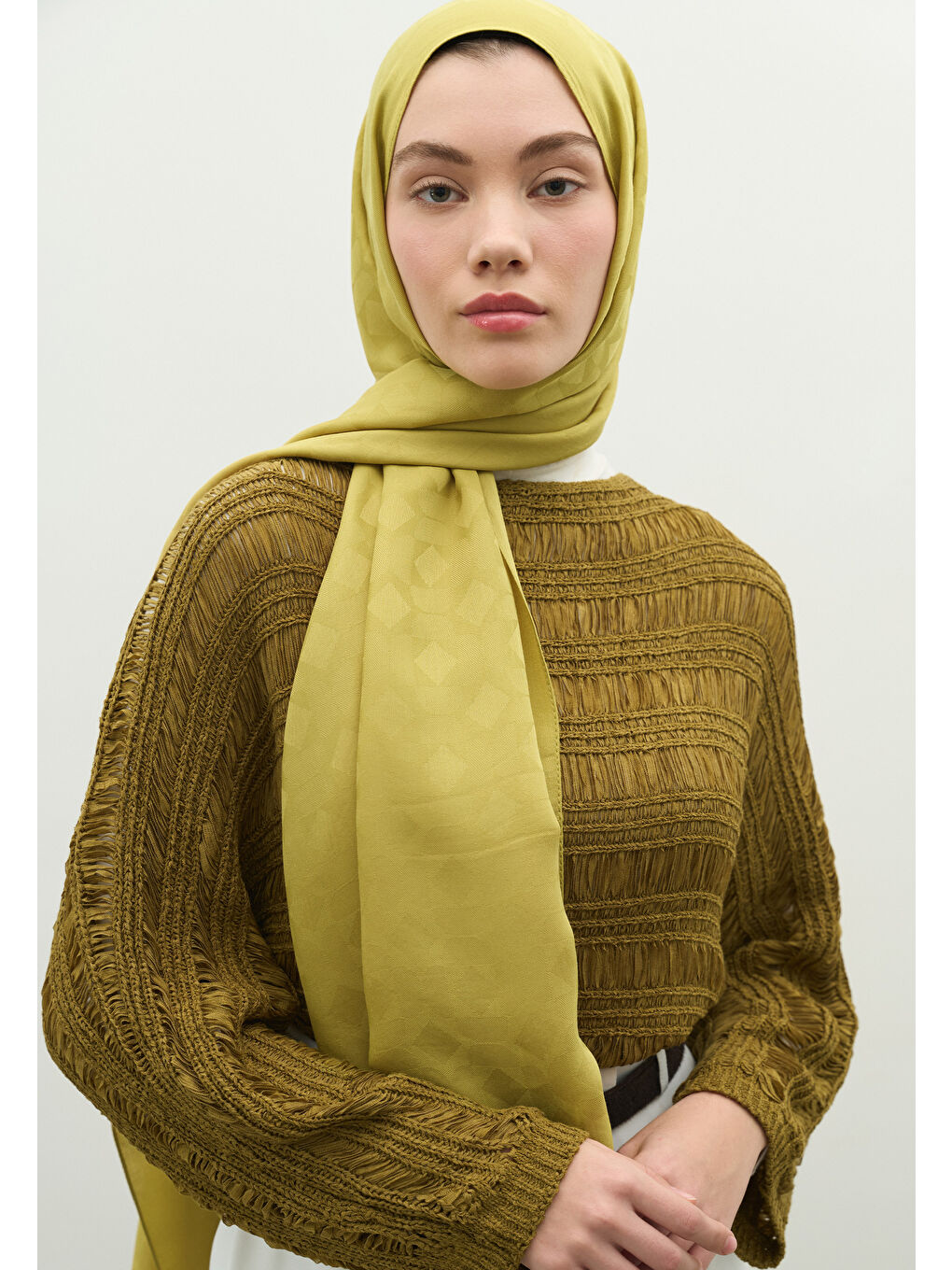 Sarı OSLO PAMUK FLOŞ JAKARLI ŞAL TATLI SARI-2