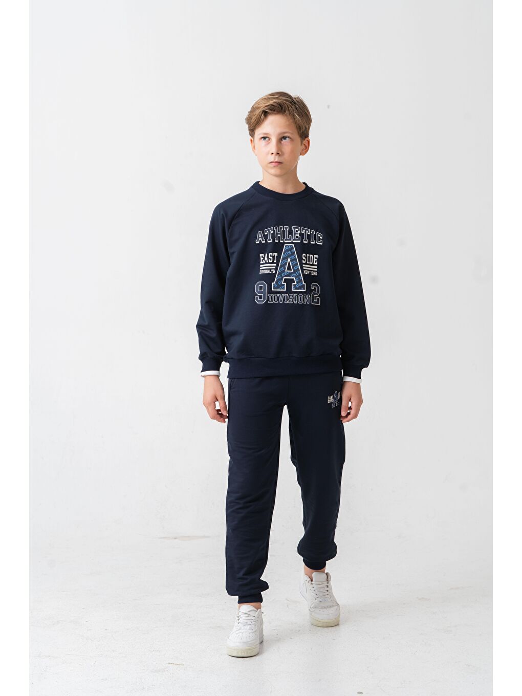 Lacivert Athletic Baskılı Erkek Çocuk Alt Üst Eşofman Takımı-1