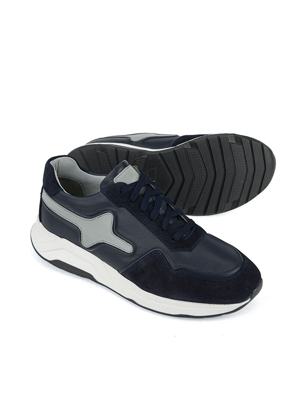 Erkek Hakiki Deri Günlük Sneaker 161983ZSY810 Lacivert-3