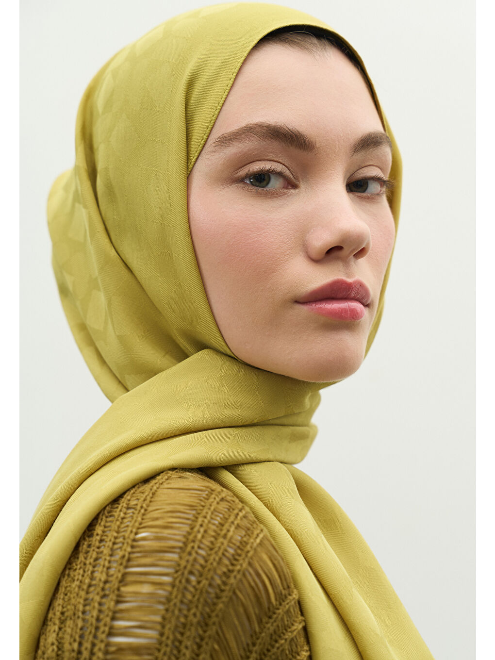 Sarı OSLO PAMUK FLOŞ JAKARLI ŞAL TATLI SARI-3