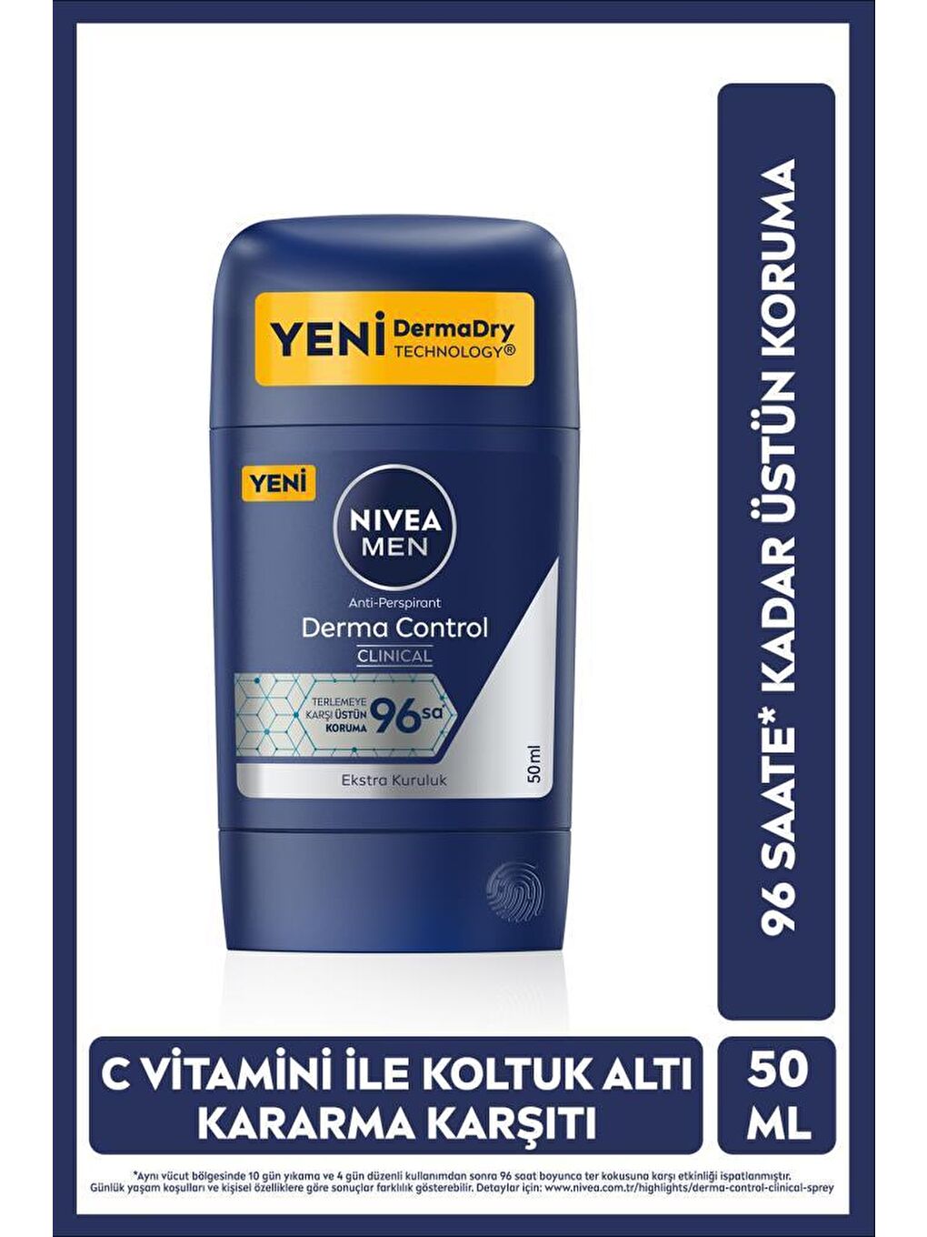 NIVEA MEN Erkek Stick Roll-On  Derma Control Clinical 50 ml 96 saat Üstün Koruma