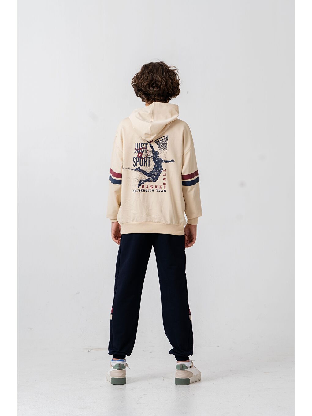 Lacivert Just Sport Basketball University Team Baskılı Erkek Çocuk Alt Üst Eşofman Takımı-3