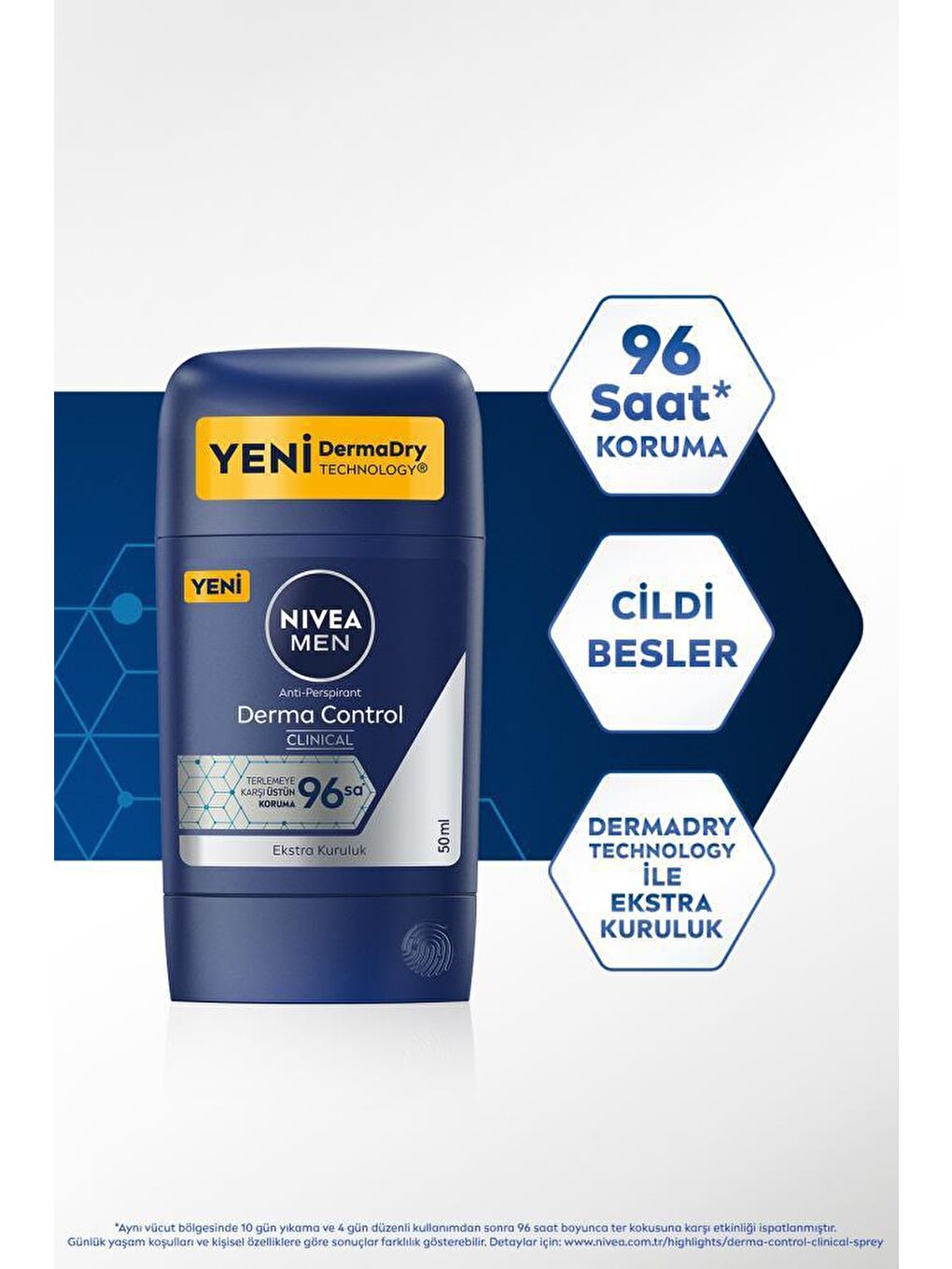 NIVEA MEN Erkek Stick Roll-On  Derma Control Clinical 50 ml 96 saat Üstün Koruma - 1