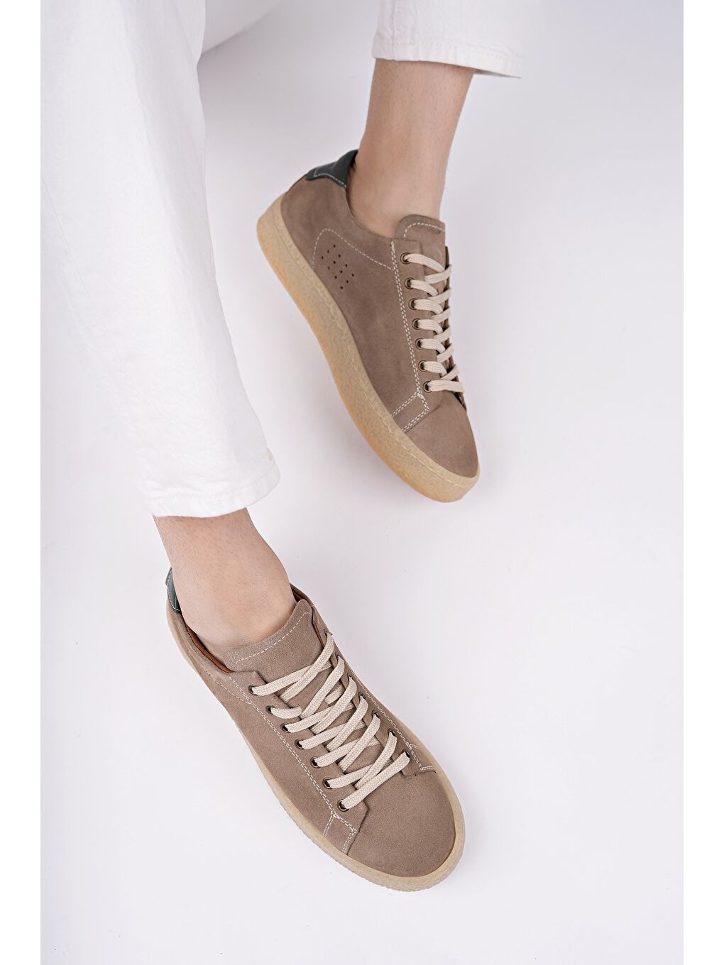 Bej MİDWAY Bağcıklı Hakiki Deri Erkek Günlük Sneaker Spor Ayakkabı