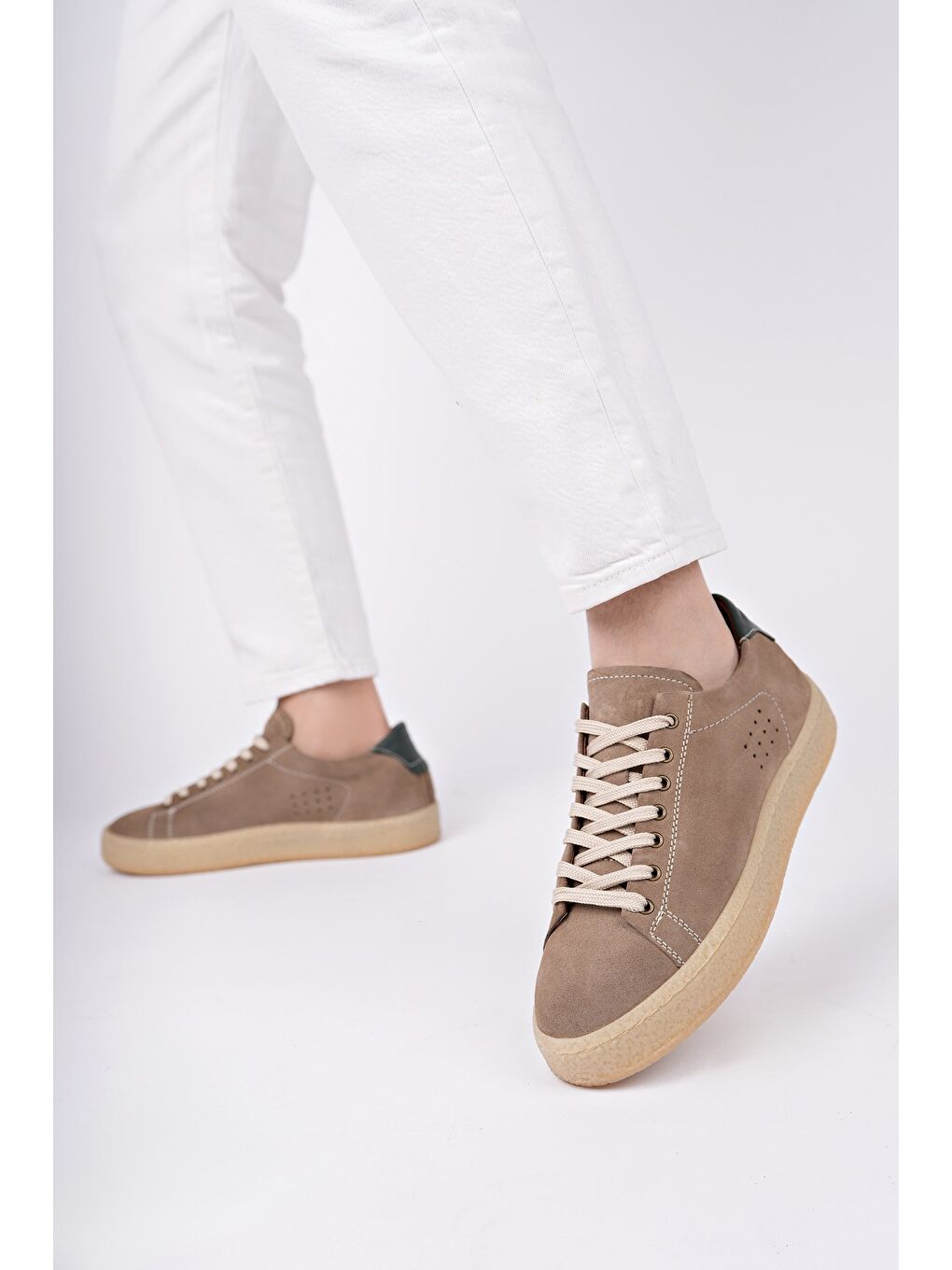 Bej MİDWAY Bağcıklı Hakiki Deri Erkek Günlük Sneaker Spor Ayakkabı-1