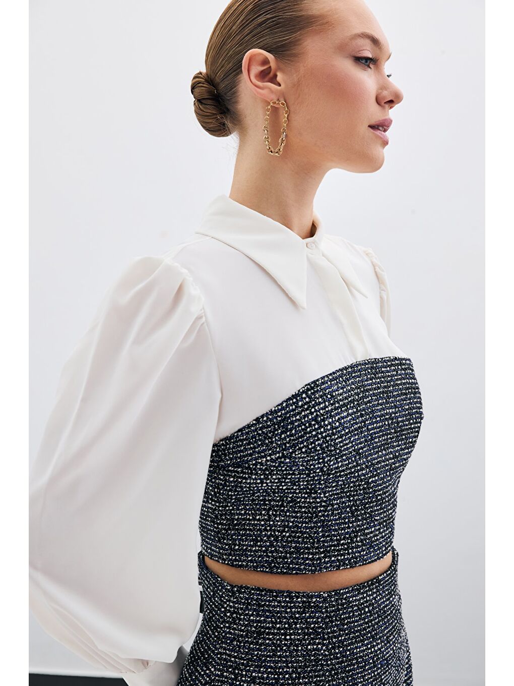 Tüvitli Gömlek Bluz - Sax Mavi-6