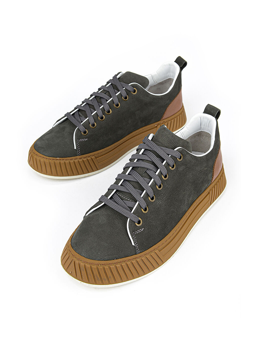 Erkek Hakiki Deri Günlük Sneaker 161983Z8702 Gri-4