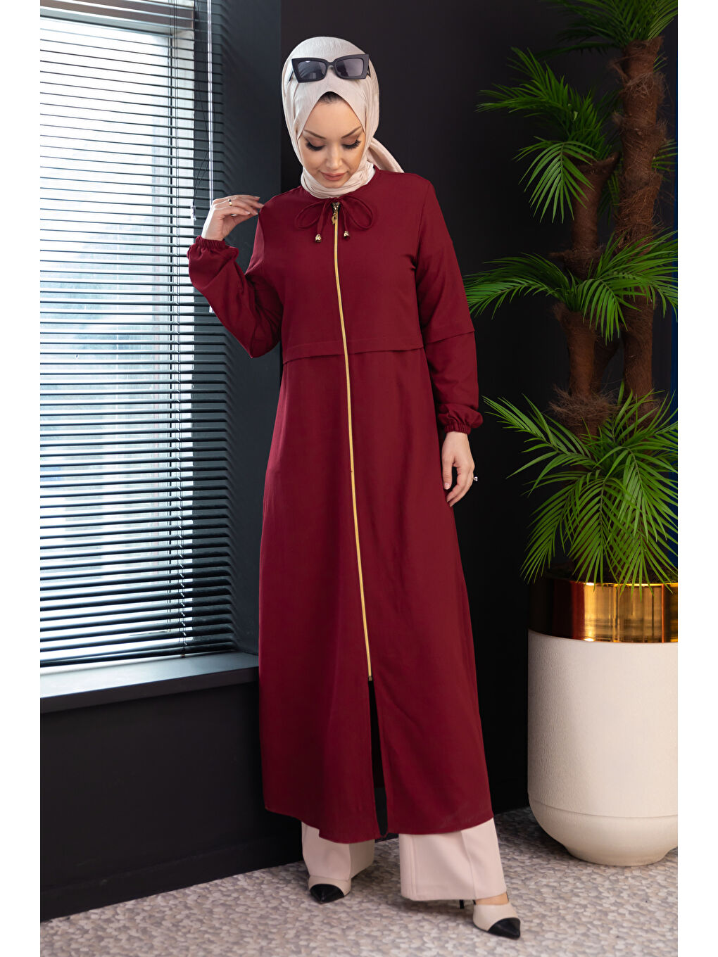 Fermuarlı Kap Bordo - 27072-1