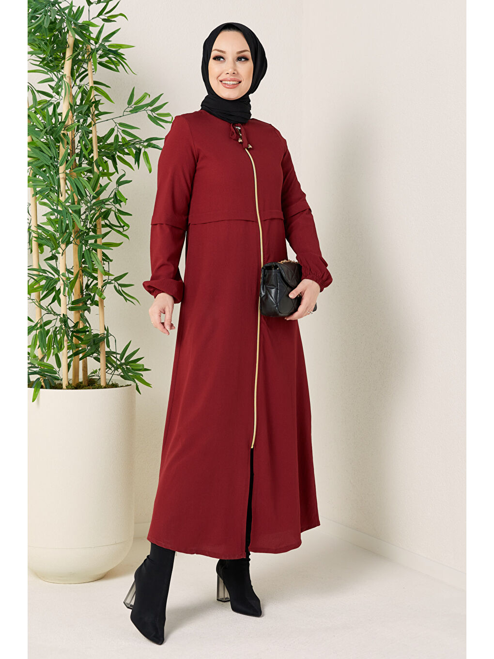 Fermuarlı Kap Bordo - 27072-3