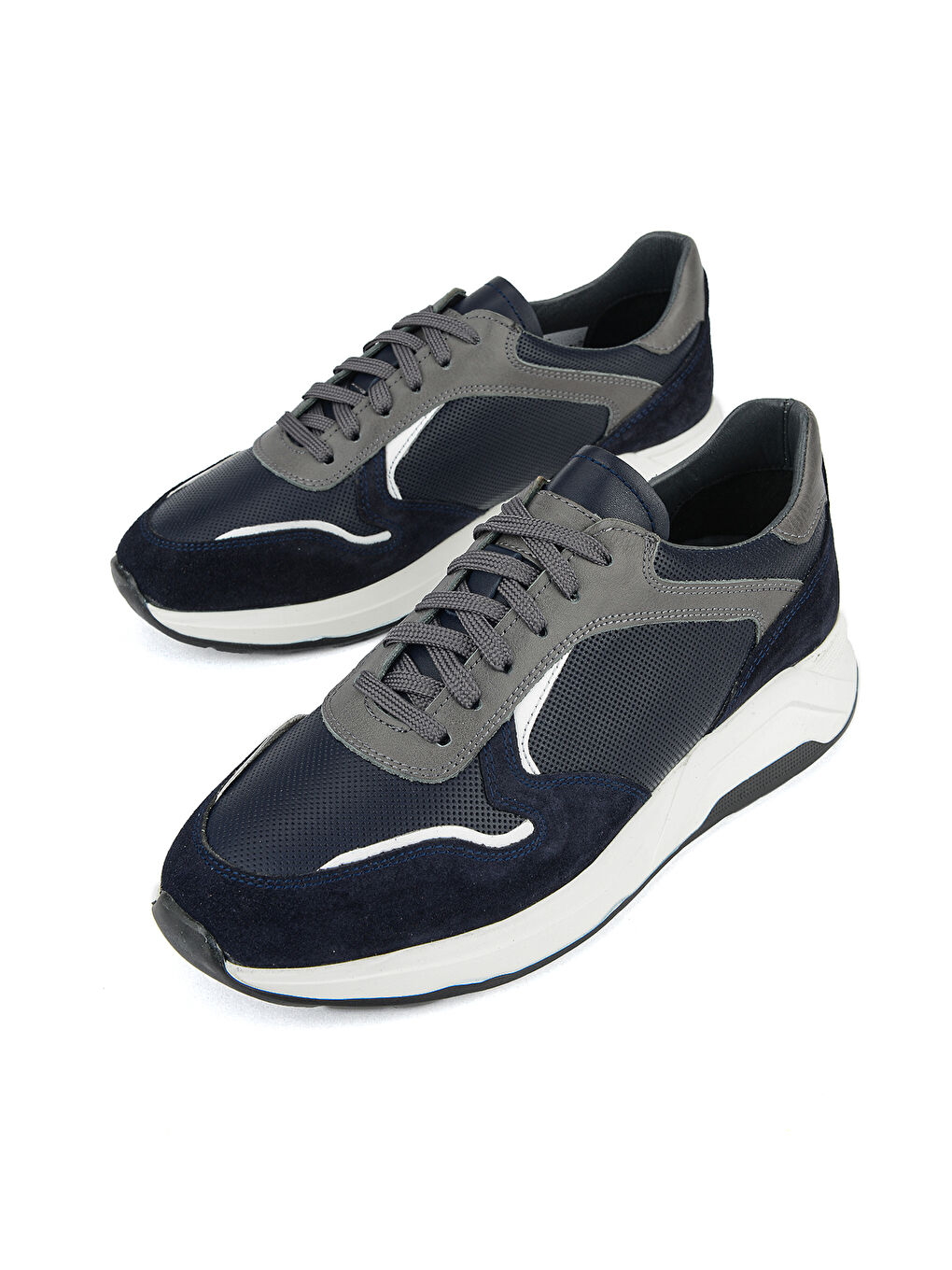 Erkek Hakiki Deri Günlük Sneaker 161983ZF4 Lacivert-4