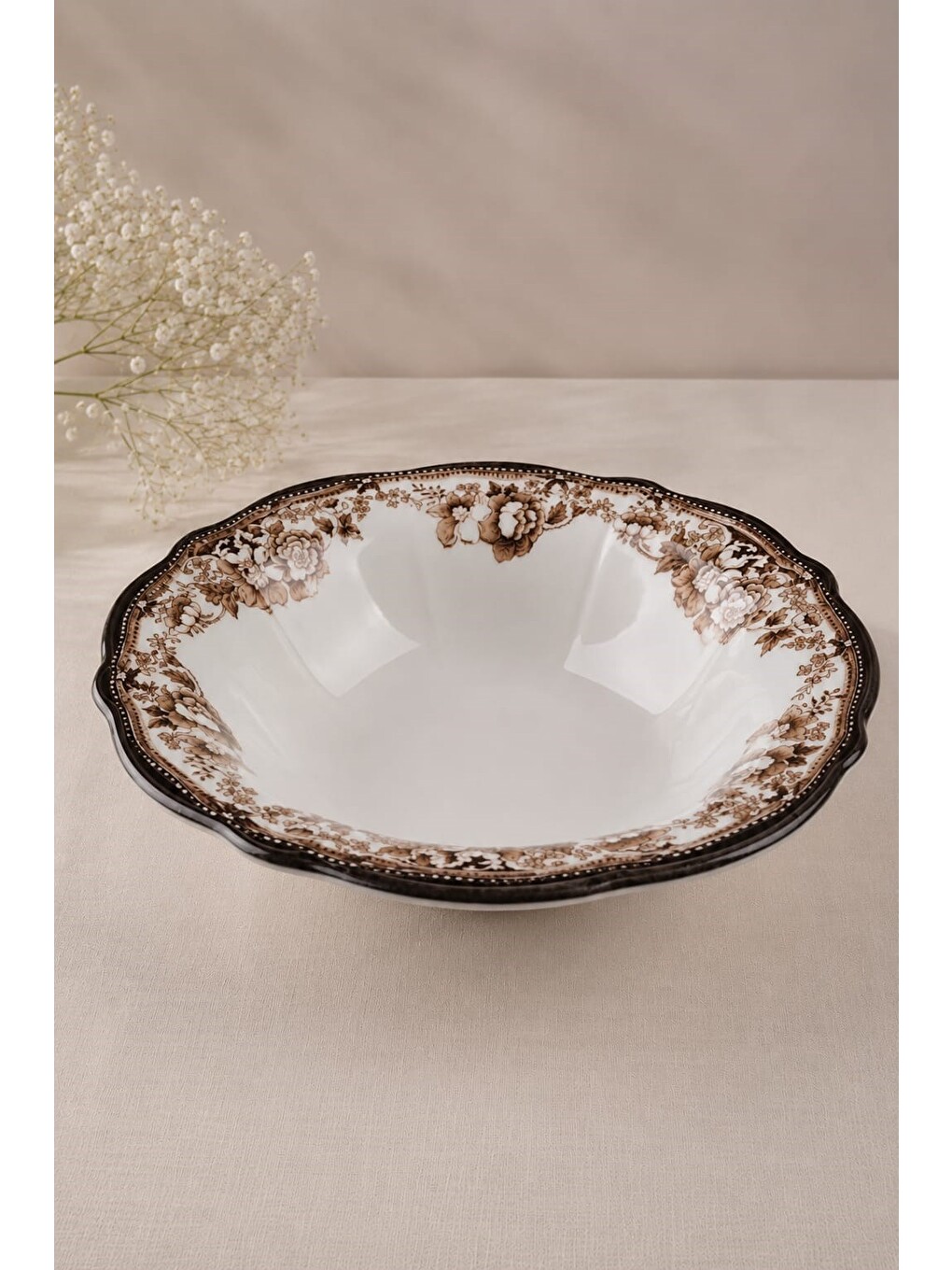 Karışık Porselen Velour Brown Fulya Bowl Kase 26cm Tekli-2