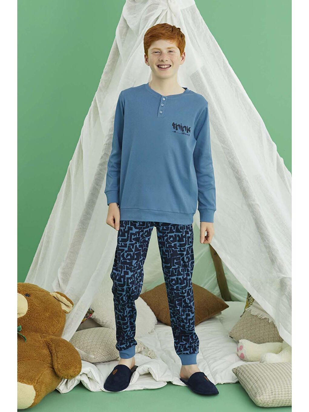 Erkek Çocuk Pamuklu Pijama Takımı 240727 Petrol