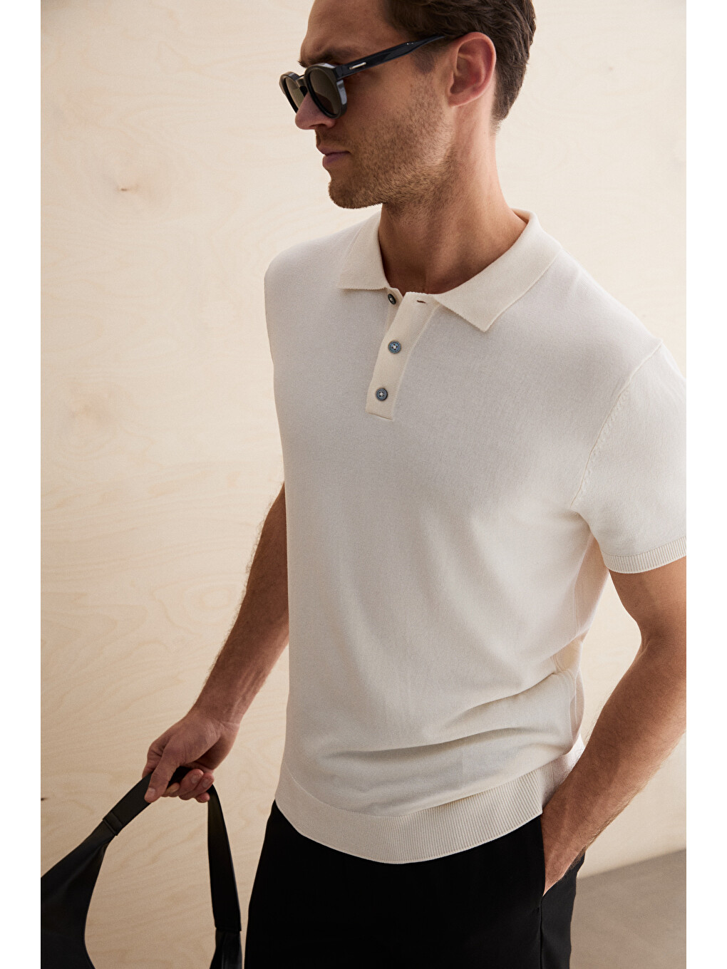 Vesto Erkek Triko Ekru Polo Yaka T-shirt