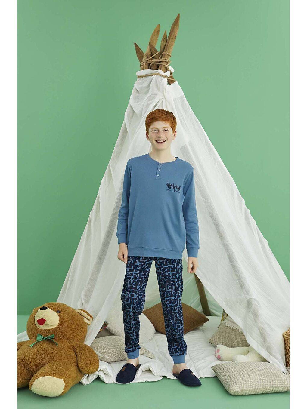 Erkek Çocuk Pamuklu Pijama Takımı 240727 Petrol-1