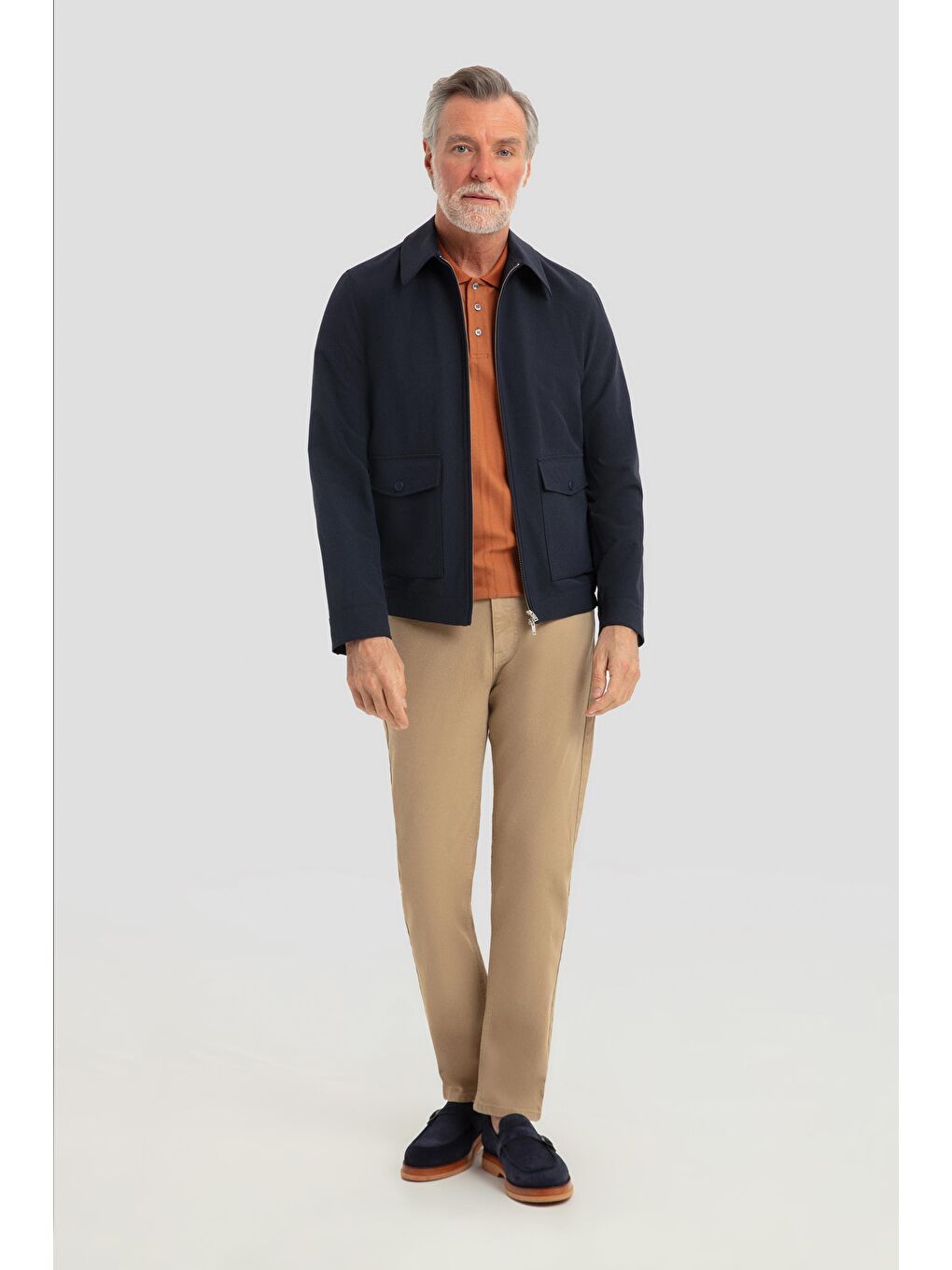 Erkek Lacivert Regular Fit Klasik Yaka Kapaklı Cepli Bomber Mont-1