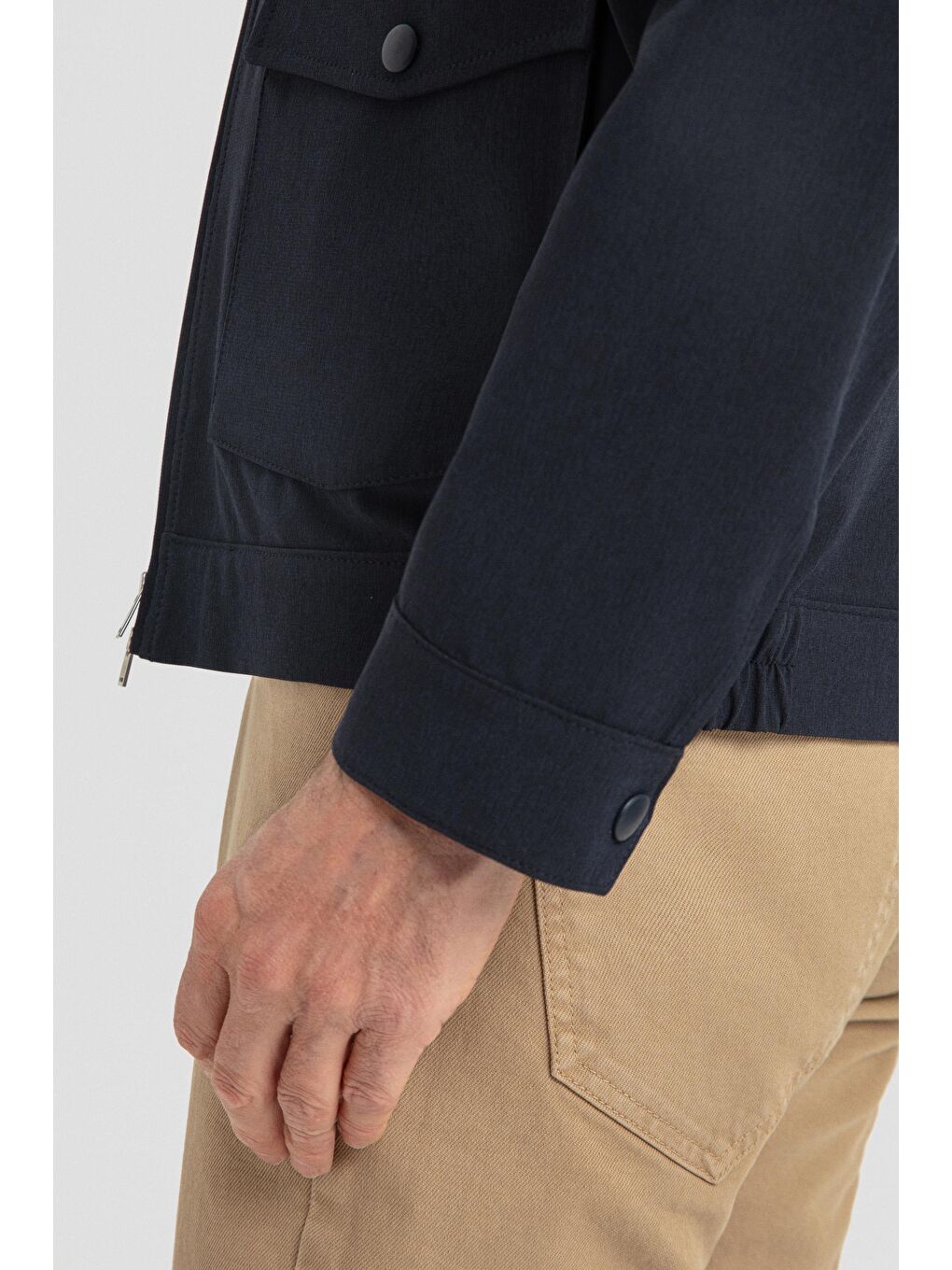 Erkek Lacivert Regular Fit Klasik Yaka Kapaklı Cepli Bomber Mont-3