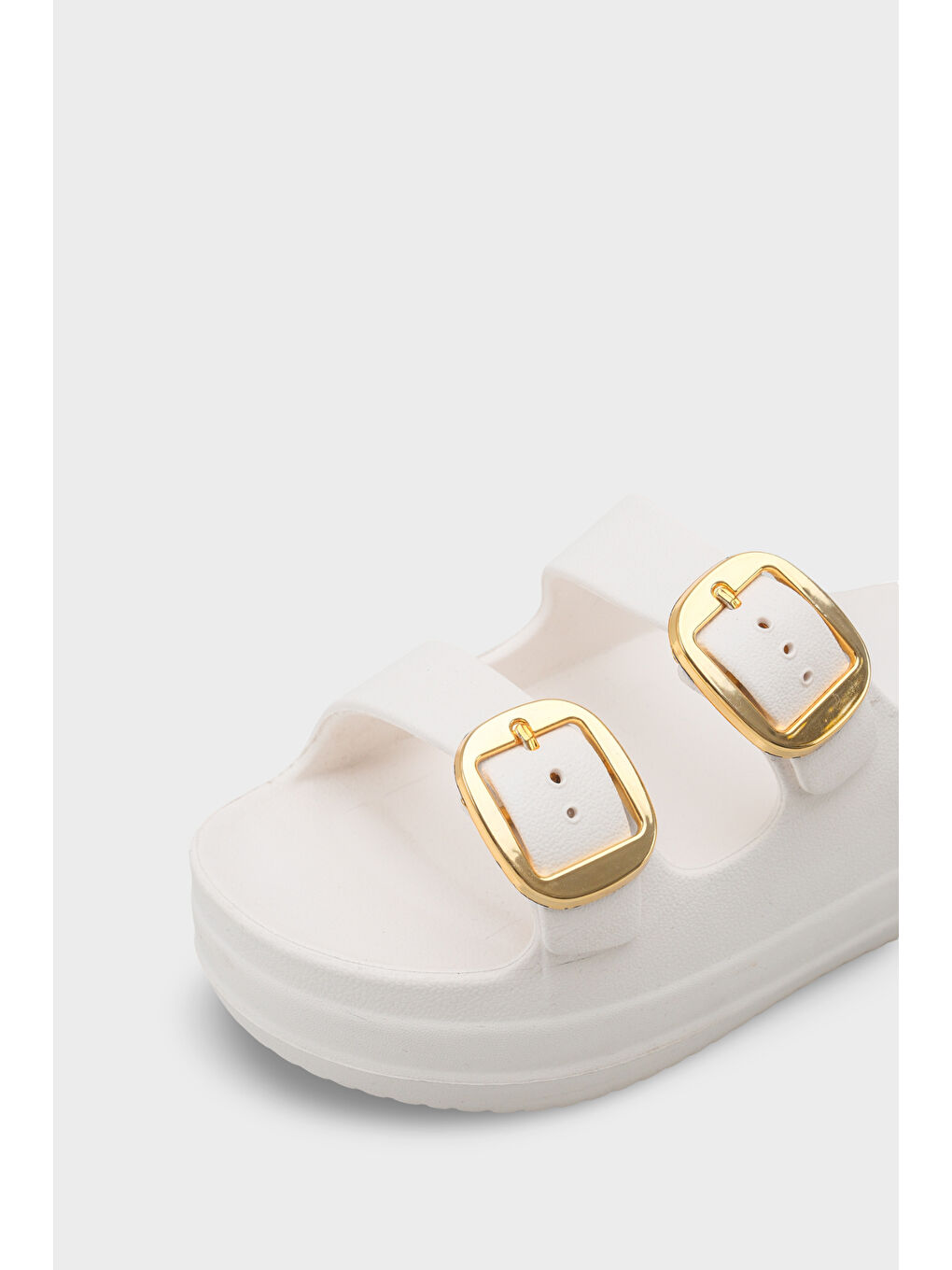 Beyaz Nicki Eva Çift Tokalı Dolgu Tabanlı Kadın Terlik-2