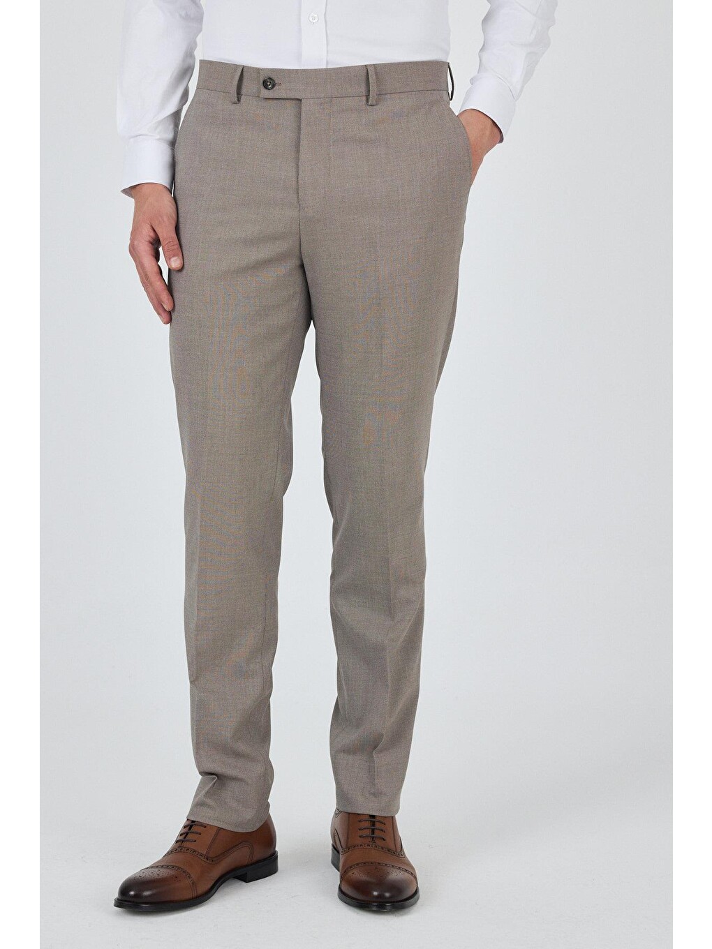 Kahverengi Camel Esnek Yandan Cepli Comfort Fit Classic Pantolon 1003250151-1