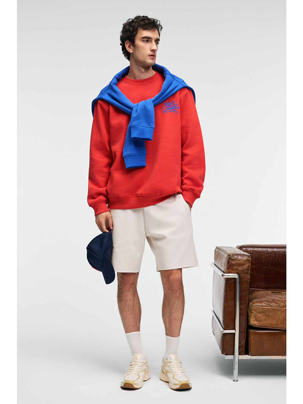 Kahverengi Irvıng Erkek Yuvarlak Yaka Göğsü Ve Önü Regular Fit Kiremit Sweatshirt-1