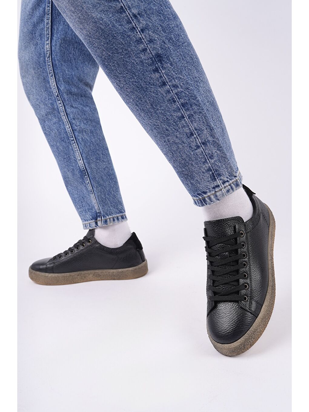 Siyah THOMAS Bağcıklı Hakiki Deri Erkek Günlük Sneaker Spor Ayakkabı-6