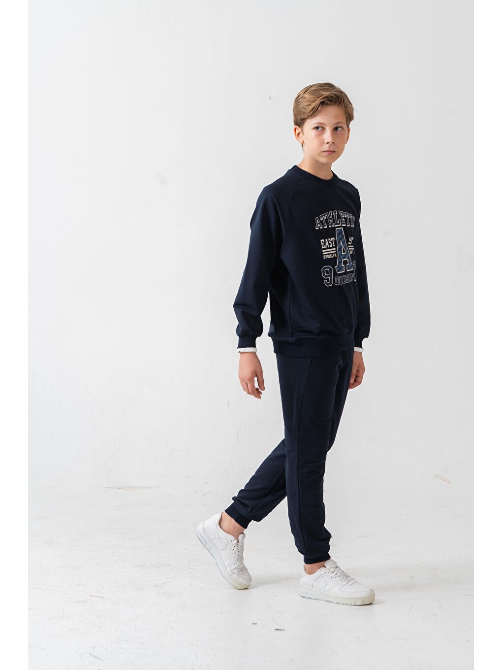 Lacivert Athletic Baskılı Erkek Çocuk Alt Üst Eşofman Takımı-4