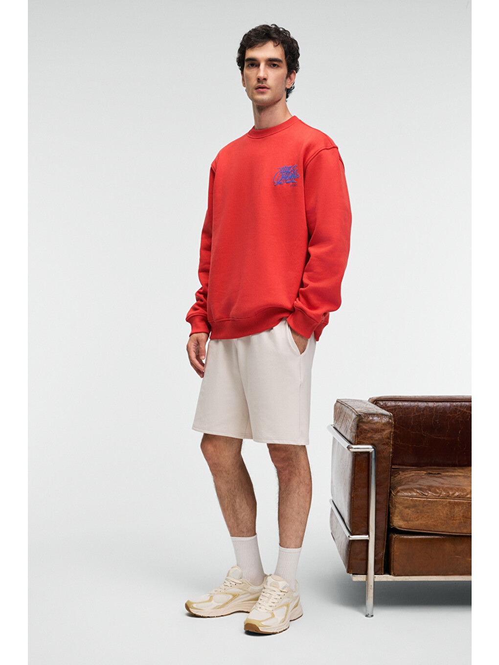 Kahverengi Irvıng Erkek Yuvarlak Yaka Göğsü Ve Önü Regular Fit Kiremit Sweatshirt-2