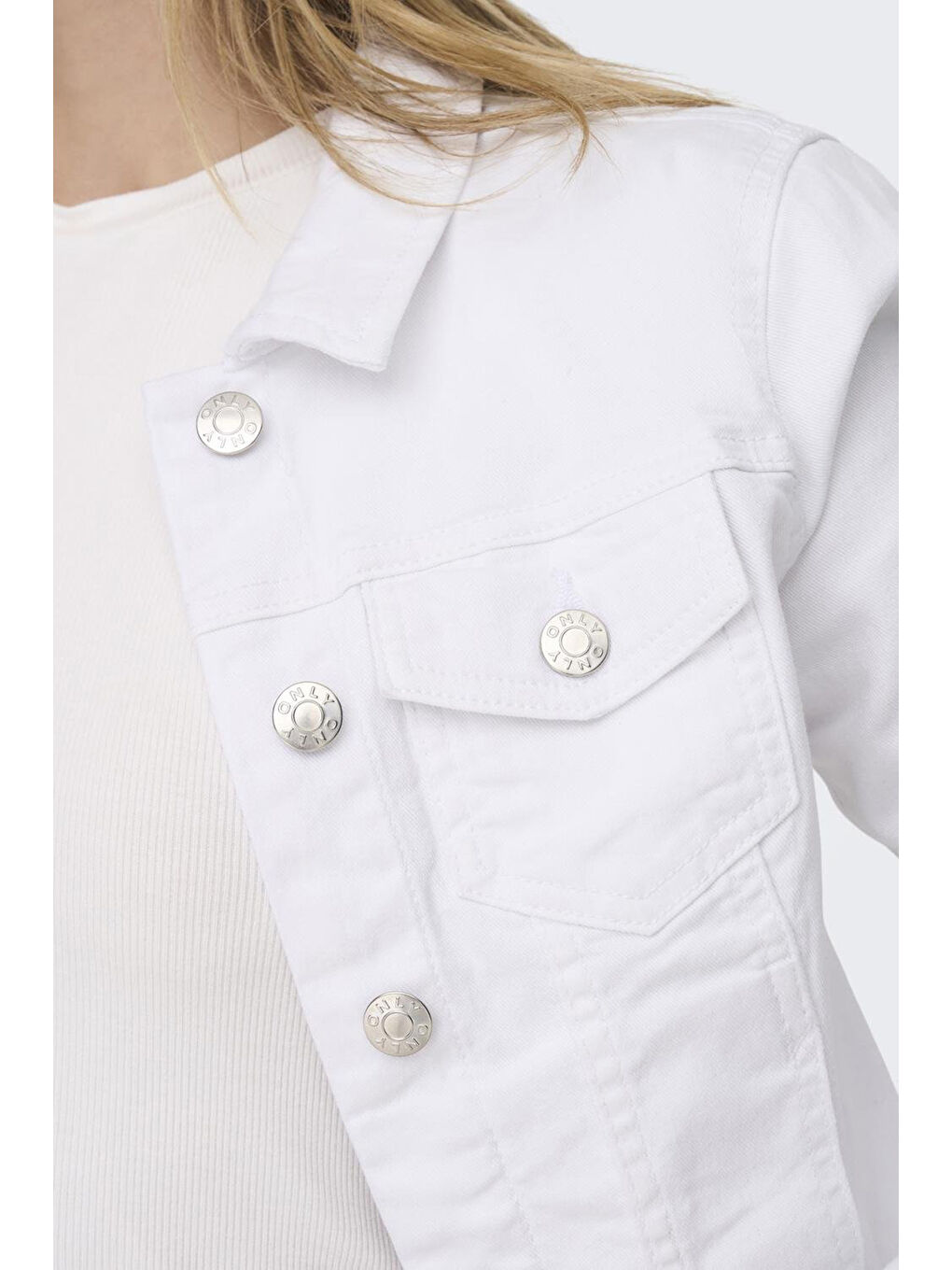 Beyaz Onlwonder Pamuklu Regular Fit Kadın Jean Ceket 115243147-3