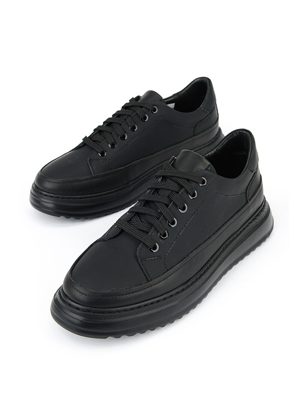 Erkek Hakiki Deri Günlük Sneaker 161983Z4022 Siyah-4