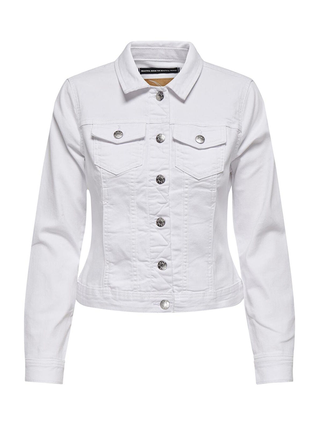 Beyaz Onlwonder Pamuklu Regular Fit Kadın Jean Ceket 115243147-5