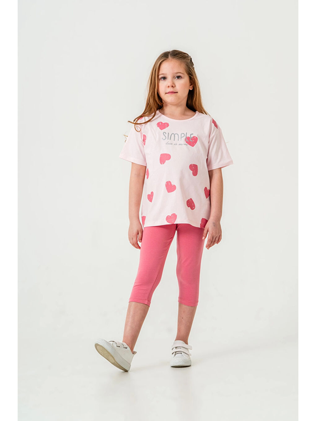 Pembe Kalpli Simple Baskılı Kız Bebek Takım 50654