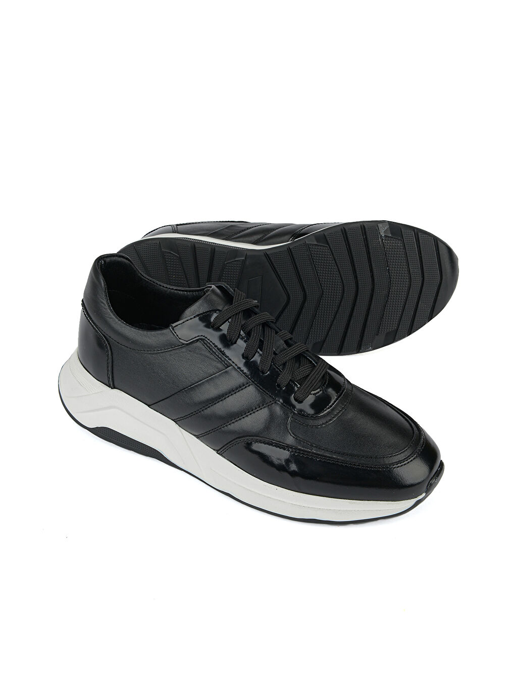 Erkek Hakiki Deri Günlük Sneaker 161983Z789 Siyah-3