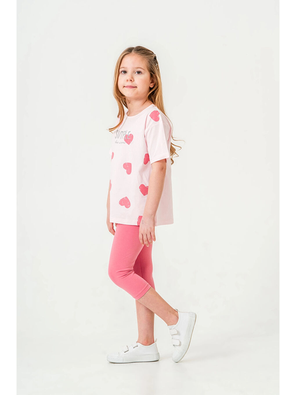 Pembe Kalpli Simple Baskılı Kız Bebek Takım 50654-3