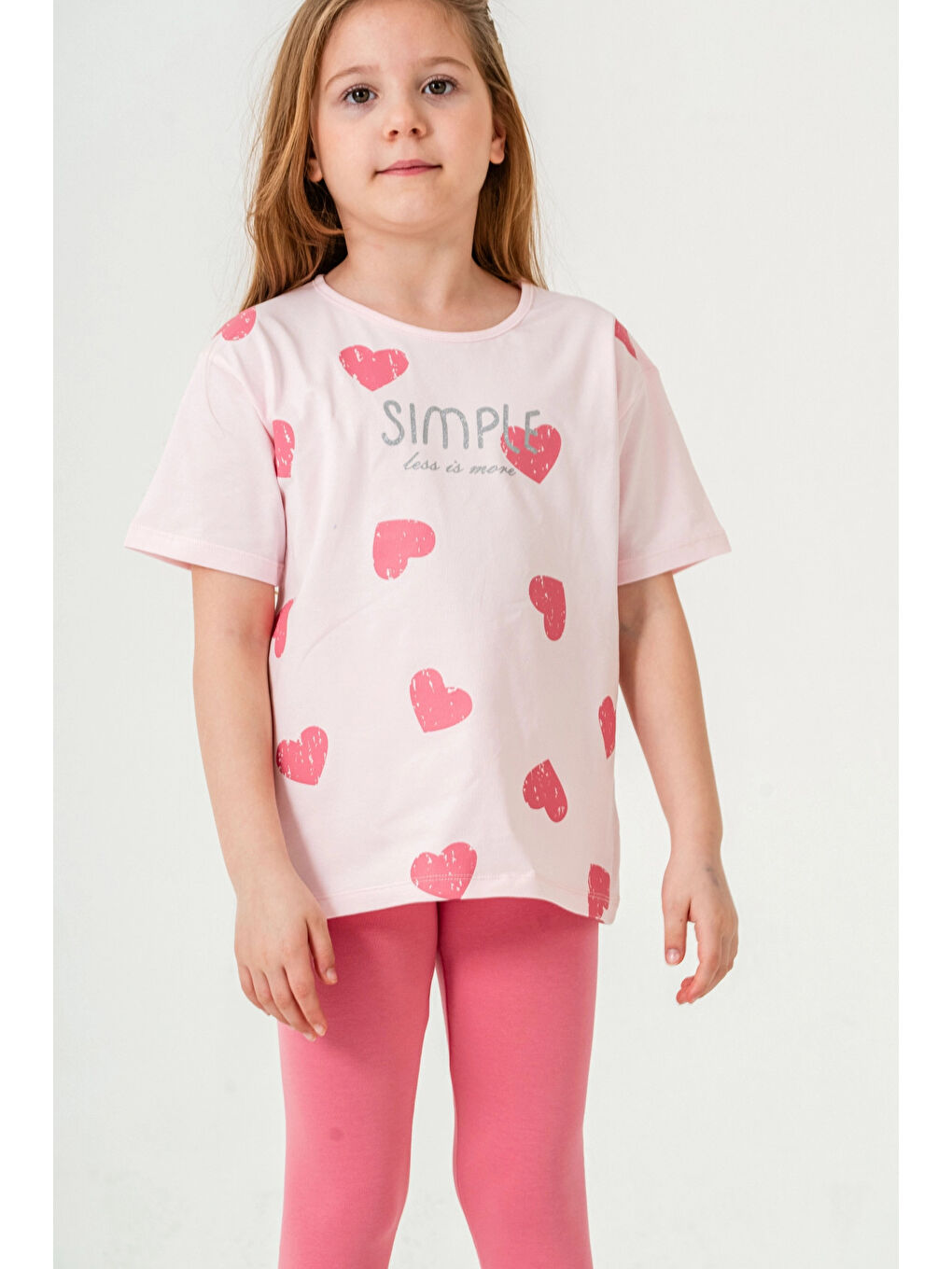 Pembe Kalpli Simple Baskılı Kız Bebek Takım 50654-4