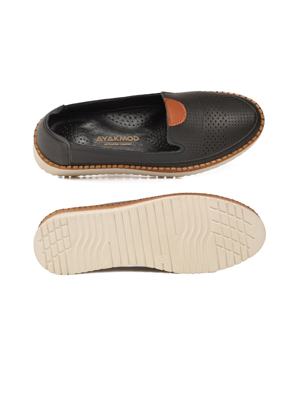 Siyah Hakiki Deri Ortopedik Kadın Casual Ayakkabı 700 Z-4