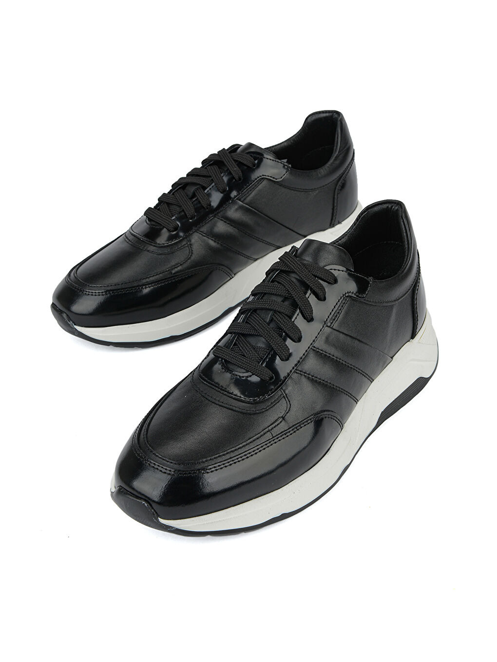 Erkek Hakiki Deri Günlük Sneaker 161983Z789 Siyah-4