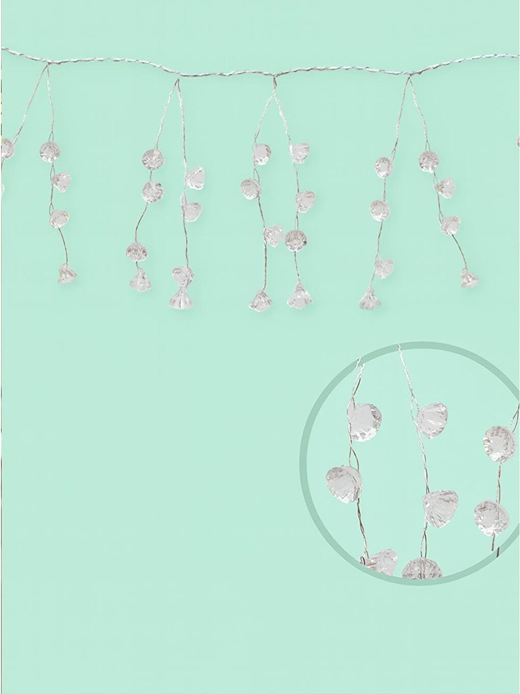 Renksiz Yılbaşı Dekor Süsleri Lüks Kristal Işıltı Boncuklu Garland 110 cm-1