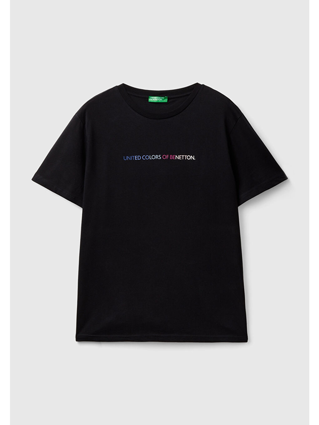 United Colors Of Benetton Erkek Siyah %100 Pamuk Baskılı Kısa Kollu Yuvarlak Yaka T-Shirt - 1