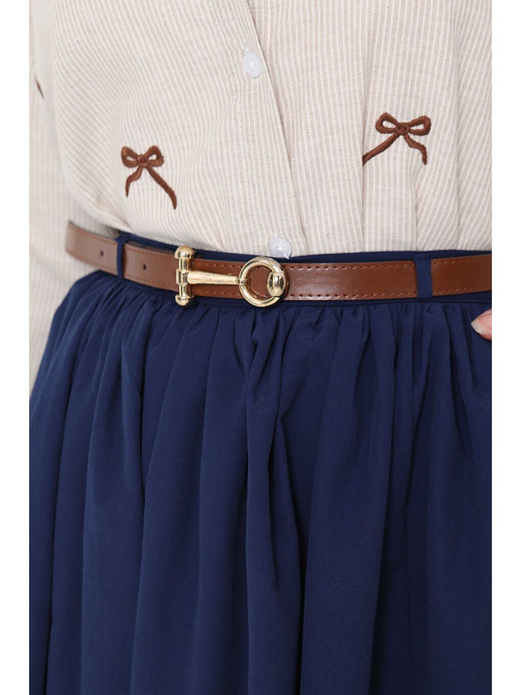 Kemerli Etek Lacivert - 27014-6