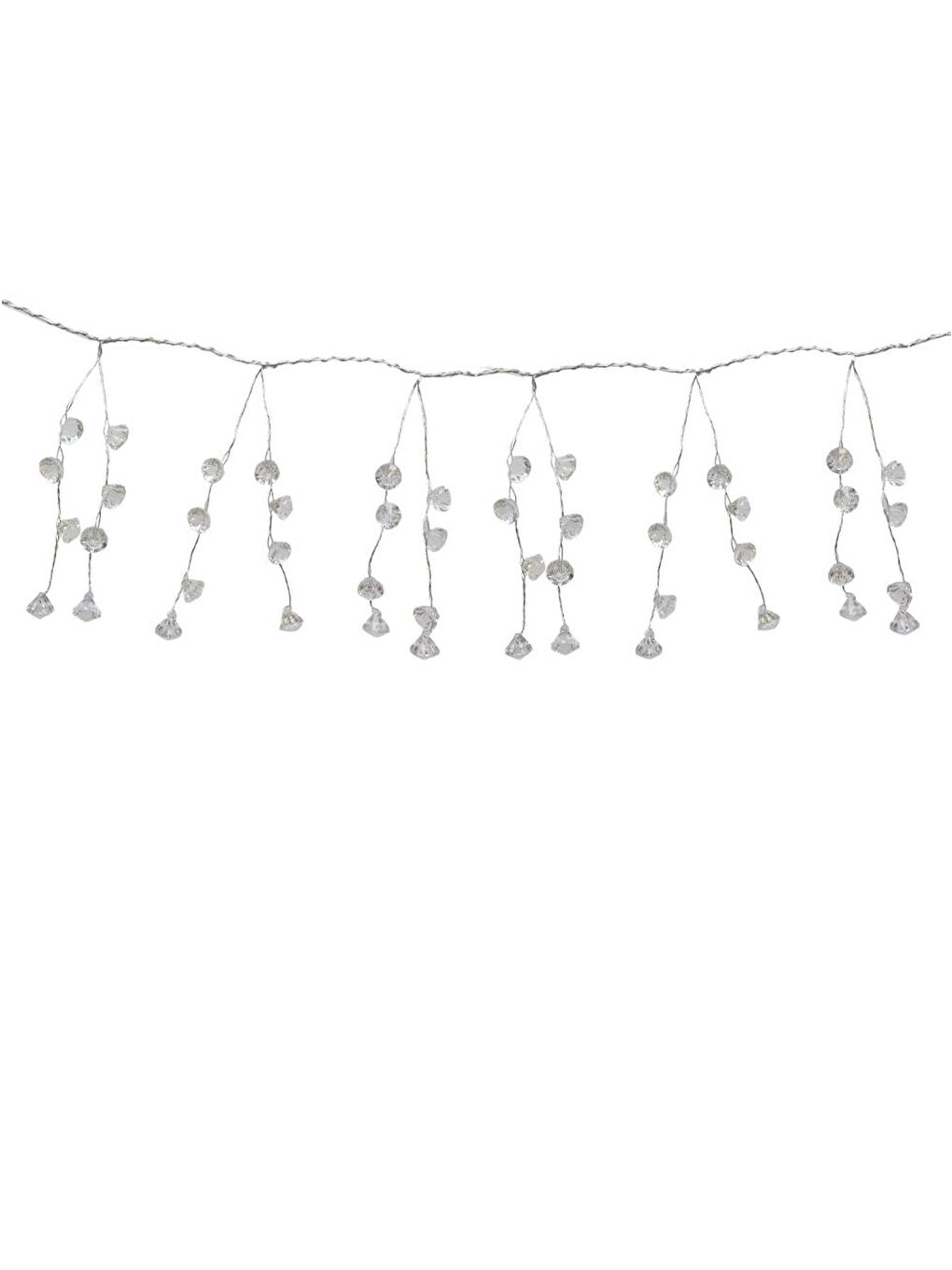 Renksiz Yılbaşı Dekor Süsleri Lüks Kristal Işıltı Boncuklu Garland 110 cm-2