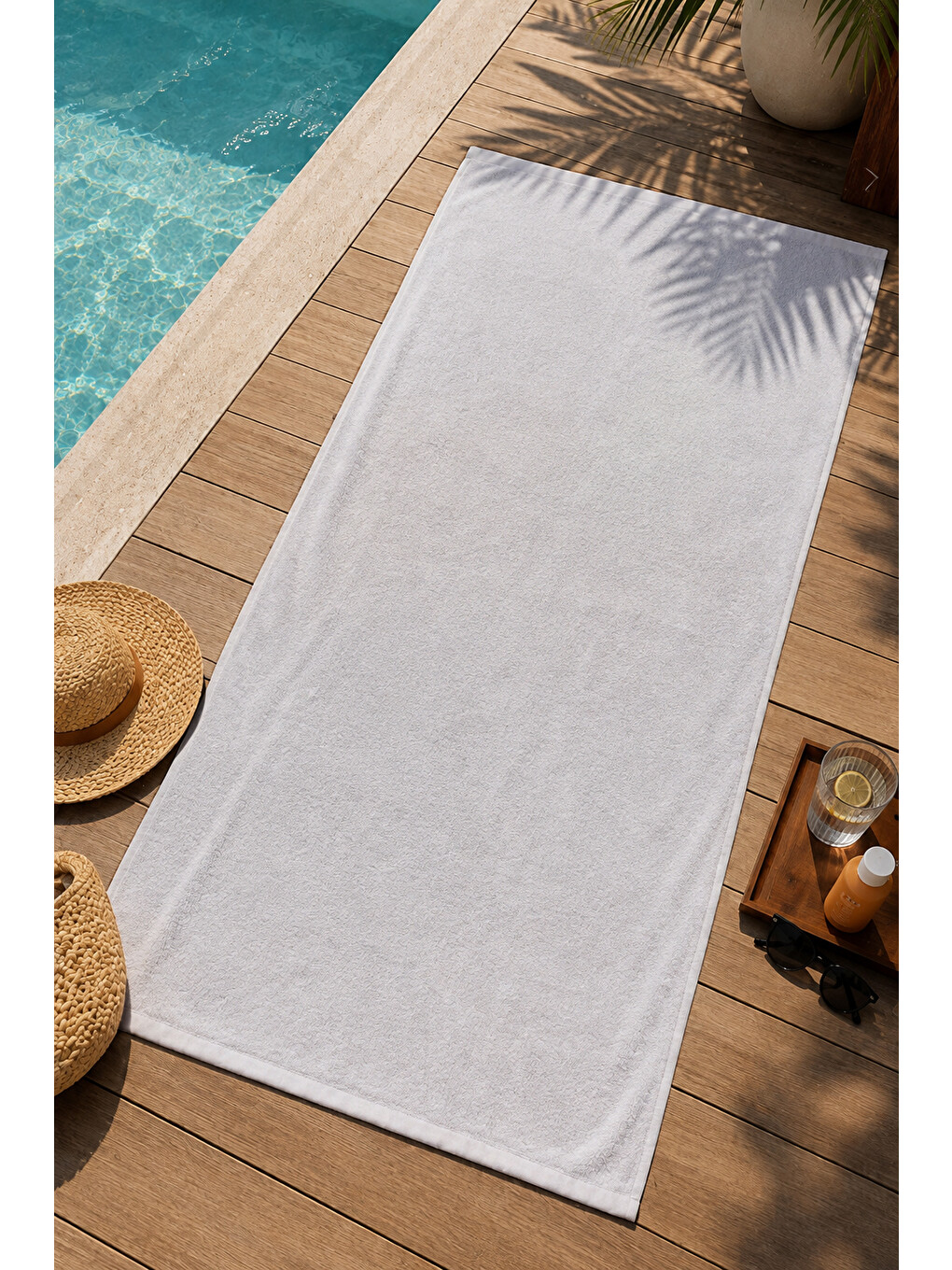 Düz Beyaz Minimal 70x150 Cm Dijital Baskılı Plaj Ve Banyo Havlusu-2
