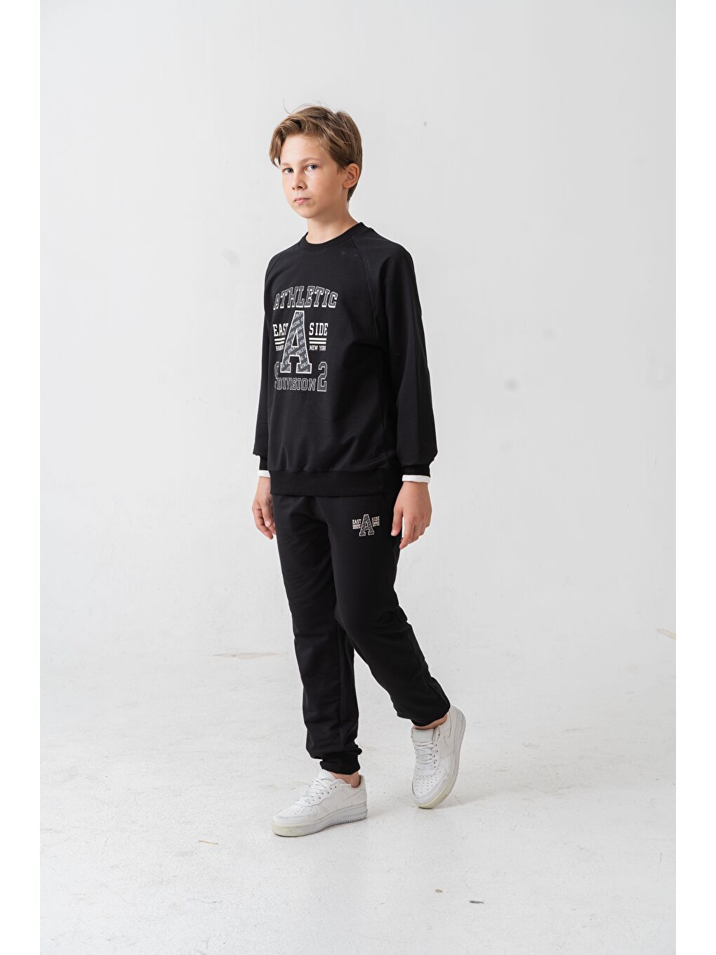 Siyah Athletic Baskılı Erkek Çocuk Alt Üst Eşofman Takımı-2