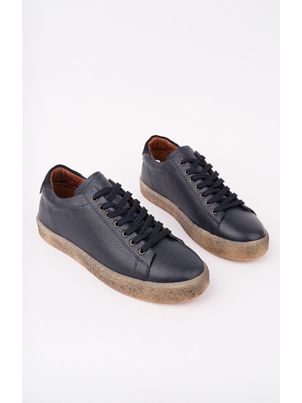 Lacivert THOMAS Bağcıklı Hakiki Deri Erkek Günlük Sneaker Spor Ayakkabı-2