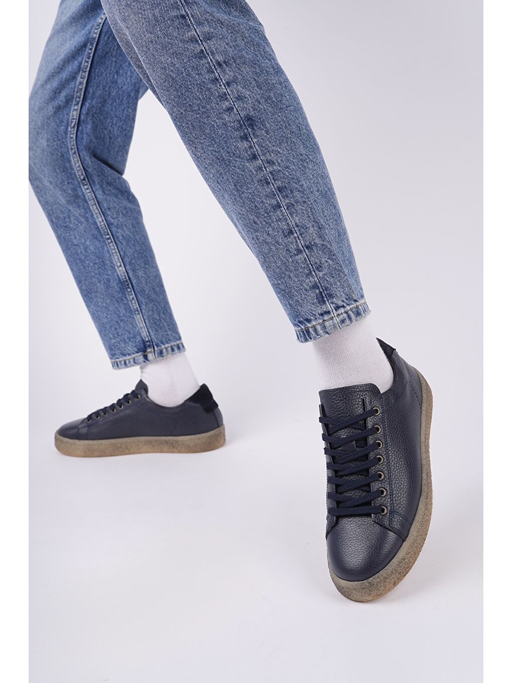 Lacivert THOMAS Bağcıklı Hakiki Deri Erkek Günlük Sneaker Spor Ayakkabı-7