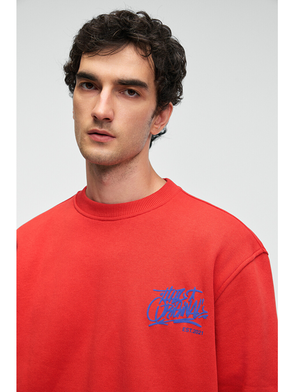 Kahverengi Irvıng Erkek Yuvarlak Yaka Göğsü Ve Önü Regular Fit Kiremit Sweatshirt-4