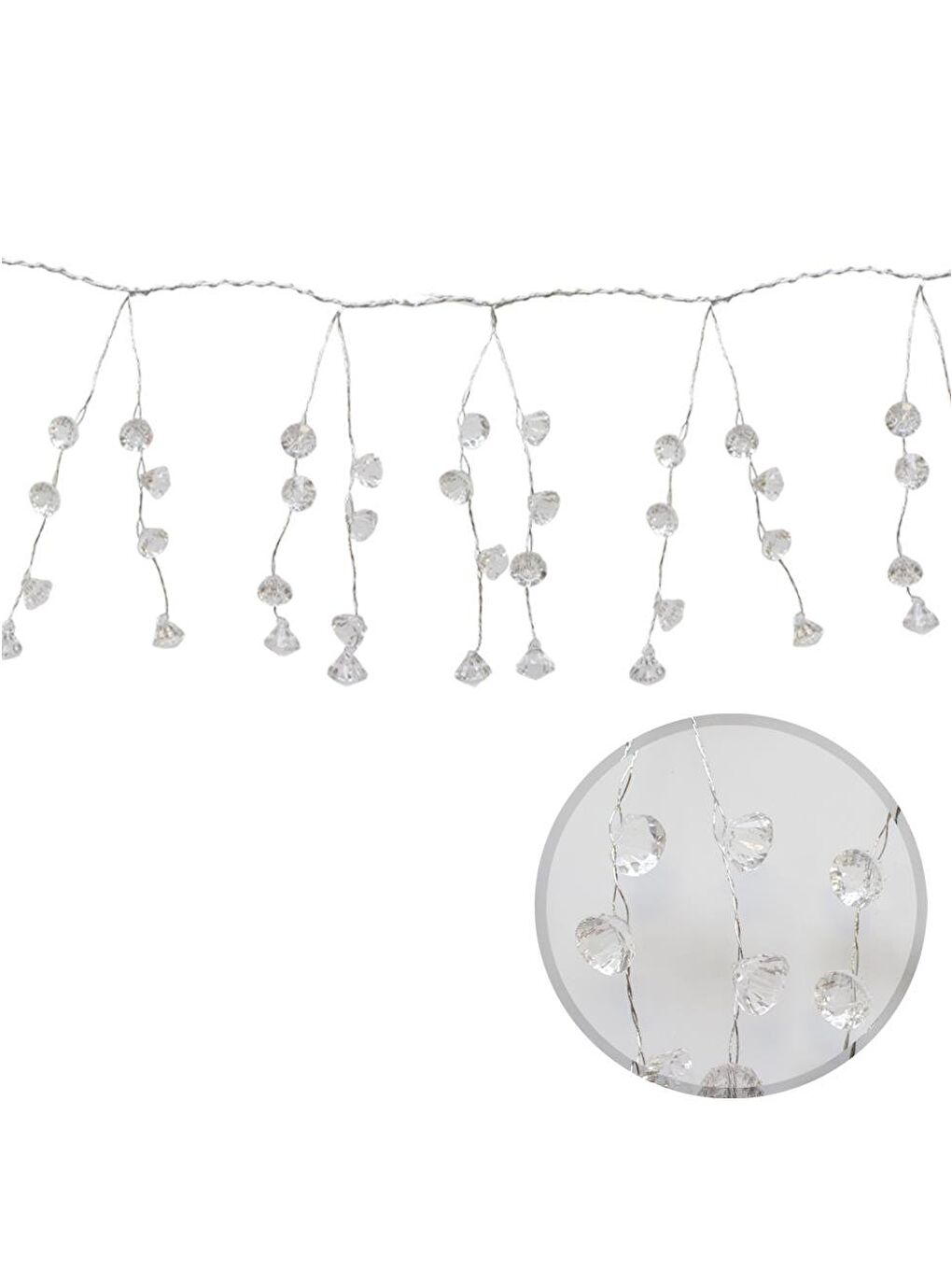 Renksiz Yılbaşı Dekor Süsleri Lüks Kristal Işıltı Boncuklu Garland 110 cm-3