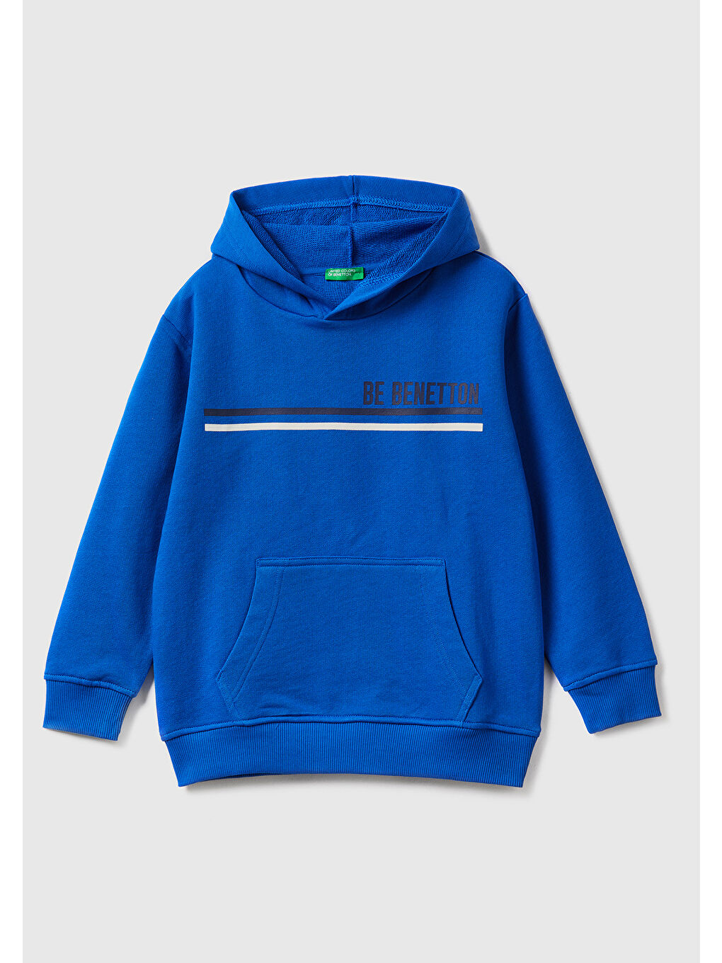 Erkek Çocuk Saks Mavi Logo Baskılı Renk Bloklu Sweatshirt