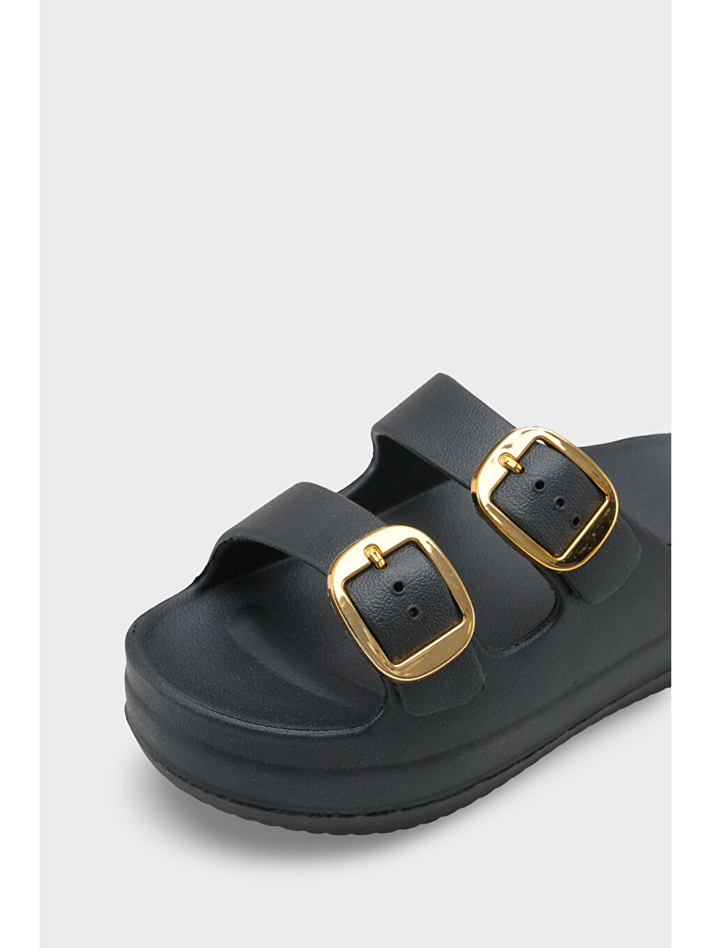 Siyah Nicki Eva Çift Tokalı Dolgu Tabanlı Kadın Terlik-2